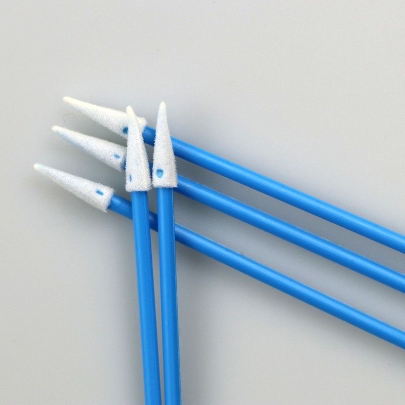 Pointy Sharp Sponge Head 76mm Foam Swabs Blue Handle For Precision Cleaning