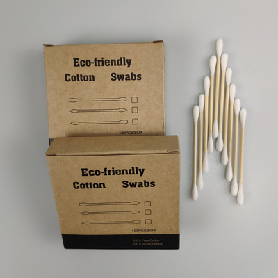 ECO βιοδιασπάσιμη μπαμπού πατσαβούρα οφθαλμών βαμβακιού λαβών διπλή επικεφαλής στο κιβώτιο εγγράφου