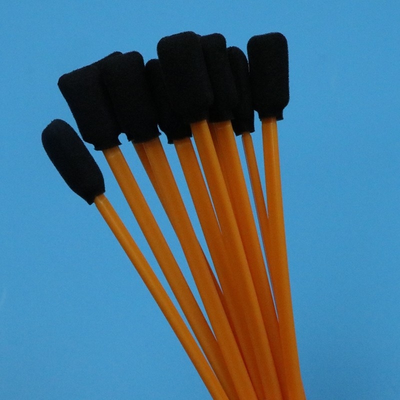 5" Απαλλαγμένο από Λιντ Μαύρο Σφουγγάρι Swab Πορτοκαλί Stick Στρογγυλό καθαρό δωμάτιο Σφουγγαρισμένο Swab για καθαρισμό εκτυπωτή