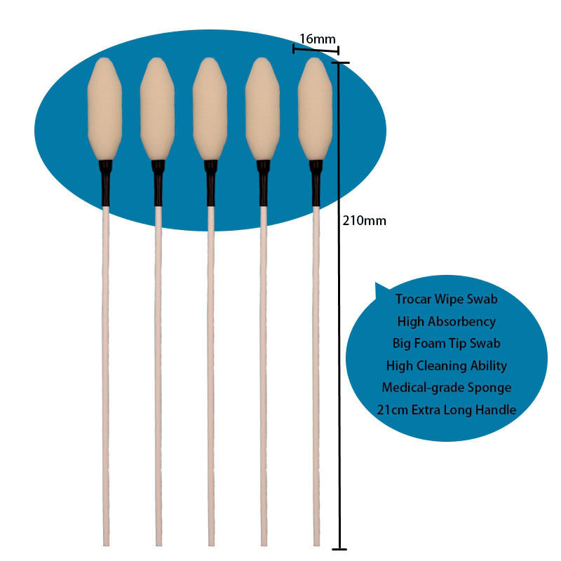 21 εκατοστά Μακρυά PP Stick Ιατρικό καθαριστικό σφουγγάρι μπατονέτα αφρού μύτης Trocar μάκτρο καθαρισμού για νοσοκομείο