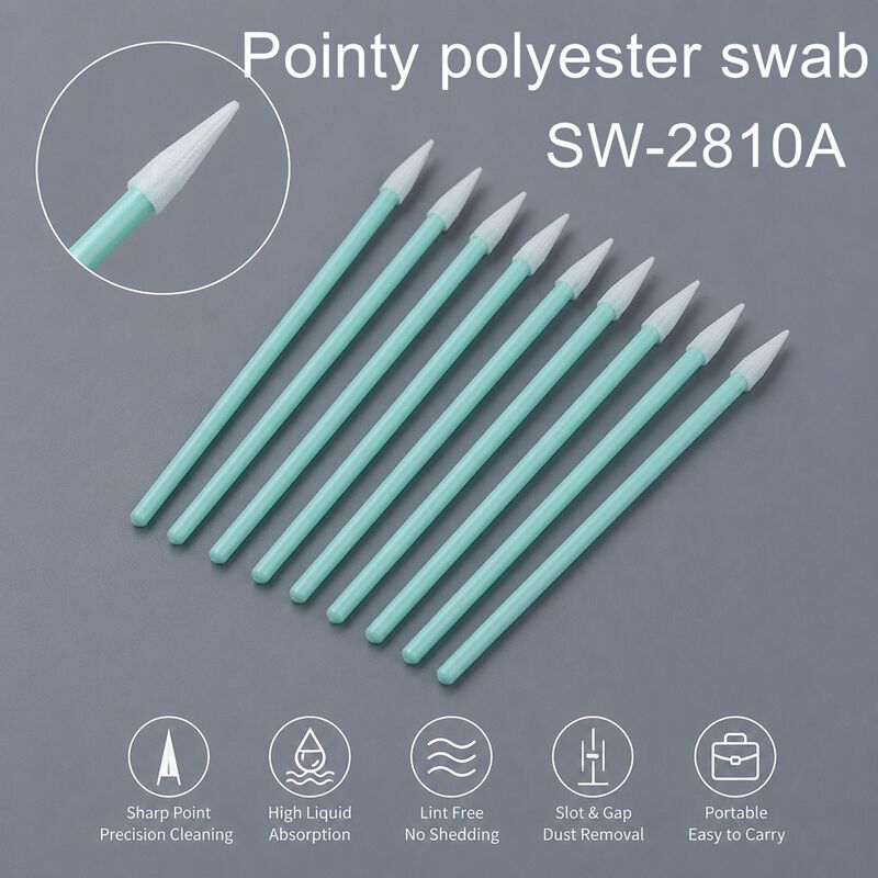 Αιχμηρό σημείο Polyester Swab για ηλεκτρονικά οπτικά φακοί PCB πληκτρολόγιο Gap καθαρισμός υψηλή απορρόφηση 75mm